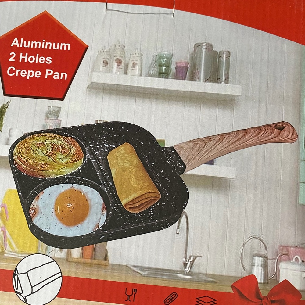 KITCHEN Non-Branded Black Speckled 2-Hole Aluminum Crepe Pan
